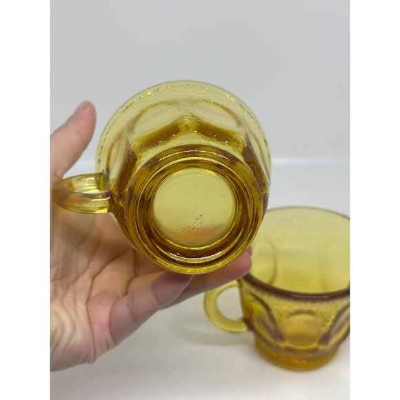 VTG Hazel Atlas Golden Pebble-Stone Amber Coffee Tea Mugs Set of 2 Decor MCM - Picture 4 of 7